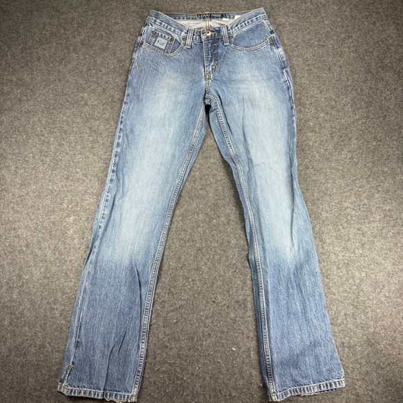 Cruel Girl Low Rise Relaxed Jeans Denim Blue Womens Size 7 Long Flare - Picture 1 of 8